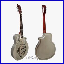 Antique Nickel Distressed Finish Tricone Bell Brass Resonator Guitar Free Case
