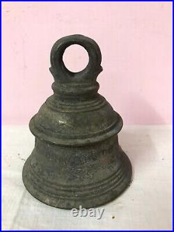 Antique Old Brass Bronze Bell Metal Wall Hanging Bell Vintage Temple Pooja D50