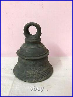 Antique Old Brass Bronze Bell Metal Wall Hanging Bell Vintage Temple Pooja D50