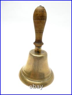 Antique Old Brass Metal Iron Clapper Wood Handle 6 Bell Ringer Dinner