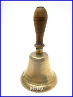 Antique Old Brass Metal Iron Clapper Wood Handle 6 Bell Ringer Dinner