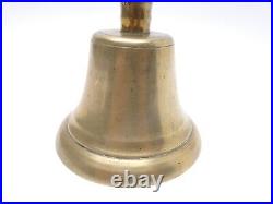 Antique Old Brass Metal Iron Clapper Wood Handle 6 Bell Ringer Dinner
