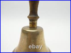 Antique Old Brass Metal Iron Clapper Wood Handle 6 Bell Ringer Dinner