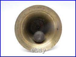 Antique Old Brass Metal Iron Clapper Wood Handle 6 Bell Ringer Dinner