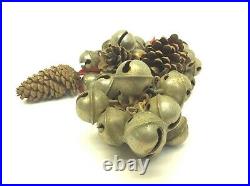 Antique Old Brass Metal Sleigh Bells Christmas Décor Bells Pinecone Decorative