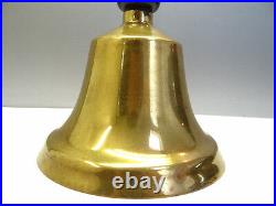 Antique Old Metal Brass Wood Handle Dinner School Hand Bell Clapper Ringer