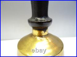 Antique Old Metal Brass Wood Handle Dinner School Hand Bell Clapper Ringer