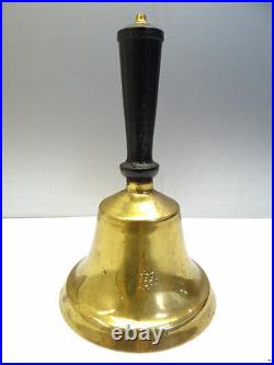 Antique Old Metal Brass Wood Handle Dinner School Hand Bell Clapper Ringer