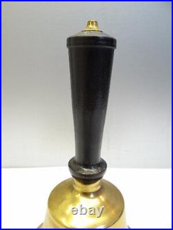 Antique Old Metal Brass Wood Handle Dinner School Hand Bell Clapper Ringer