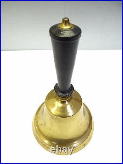 Antique Old Metal Brass Wood Handle Dinner School Hand Bell Clapper Ringer
