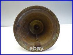 Antique Old Metal Brass Wood Handle Dinner School Hand Bell Clapper Ringer