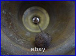 Antique Old Metal Brass Wood Handle Dinner School Hand Bell Clapper Ringer
