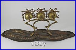 Antique Old Russian Brass Saddle Chime Sleigh Triple Bells