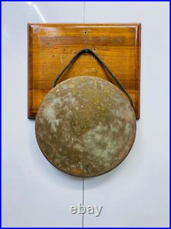 Antique Original Brass Round Vintage Ship Gong Bell with Stick Made In MARK