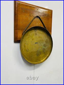 Antique Original Brass Round Vintage Ship Gong Bell with Stick Made In MARK