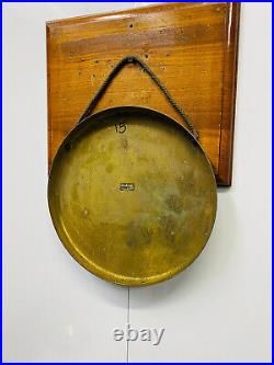 Antique Original Brass Round Vintage Ship Gong Bell with Stick Made In MARK