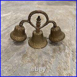 Antique Original Cast Brass Bell Triple Ringer