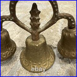 Antique Original Cast Brass Bell Triple Ringer