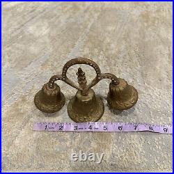 Antique Original Cast Brass Bell Triple Ringer