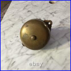 Antique Original Mechanical Door Bell Brass Dome with Mount Bracket, 1890s