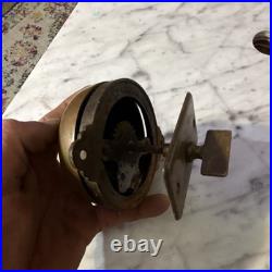 Antique Original Mechanical Door Bell Brass Dome with Mount Bracket, 1890s
