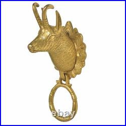 Antique Ornate Brass Billy Goat Head Door Knocker Door Bell