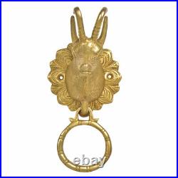 Antique Ornate Brass Billy Goat Head Door Knocker Door Bell
