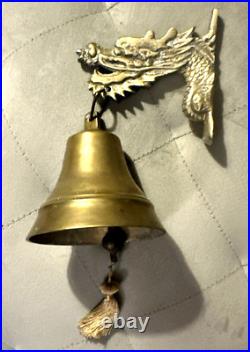 Antique Ornate Brass Dragon Head Monastery Bell