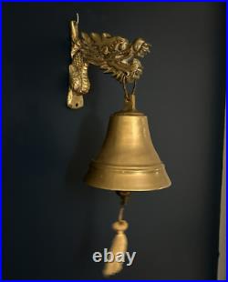 Antique Ornate Brass Dragon Head Monastery Bell