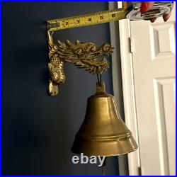 Antique Ornate Brass Dragon Head Monastery Bell