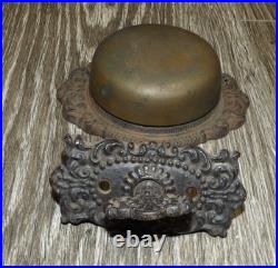 Antique Ornate Eastlake Victorian Thumb Turn Brass Doorbell and Ringer