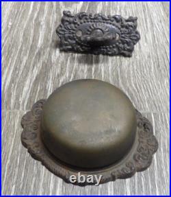 Antique Ornate Eastlake Victorian Thumb Turn Brass Doorbell and Ringer