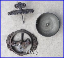 Antique Ornate Eastlake Victorian Thumb Turn Brass Doorbell and Ringer