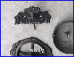 Antique Ornate Eastlake Victorian Thumb Turn Brass Doorbell and Ringer
