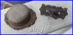 Antique Ornate Eastlake Victorian Thumb Turn Brass Doorbell and Ringer