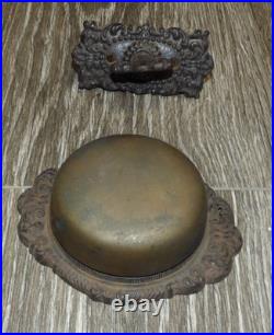 Antique Ornate Eastlake Victorian Thumb Turn Brass Doorbell and Ringer