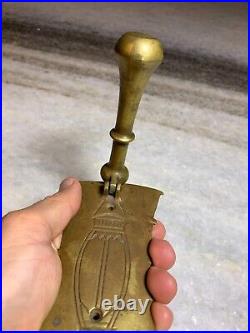 Antique Ornate Etched Victorian Solid Brass Door Knocker Knock Bell Tap Tapper