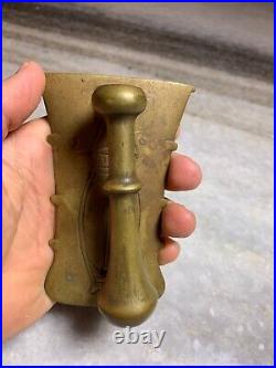 Antique Ornate Etched Victorian Solid Brass Door Knocker Knock Bell Tap Tapper