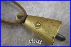 Antique Ottoman Brass Ring Bell Cow Sheep Goat with leather strap Primitive Old