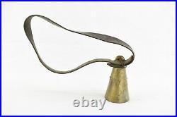 Antique Ottoman Brass Ring Bell Cow Sheep Goat with leather strap Primitive Old