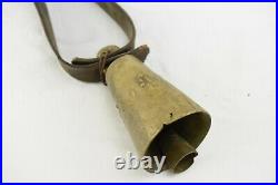 Antique Ottoman Brass Ring Bell Cow Sheep Goat with leather strap Primitive Old