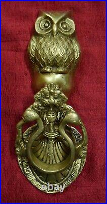 Antique Owl Shape Decorative Door Knocker Animal Theme Gate Bell Brass Dec VR488