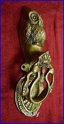 Antique Owl Shape Decorative Door Knocker Animal Theme Gate Bell Brass Dec VR488