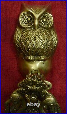 Antique Owl Shape Decorative Door Knocker Animal Theme Gate Bell Brass Dec VR488