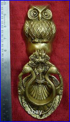 Antique Owl Shape Decorative Door Knocker Animal Theme Gate Bell Brass Dec VR488