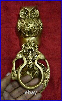 Antique Owl Shape Decorative Door Knocker Animal Theme Gate Bell Brass Dec VR488