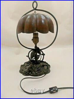 Antique PAIRPOINT LAMP 3056 TULIP Daisy FLOWER Floral DESK Table BRASS Metal HTF