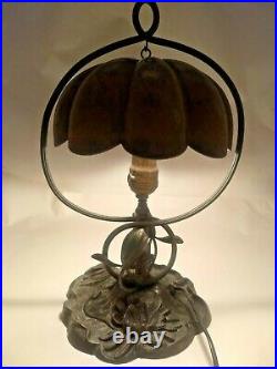 Antique PAIRPOINT LAMP 3056 TULIP Daisy FLOWER Floral DESK Table BRASS Metal HTF