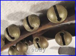 Antique Padded Leather Horse Collar Approx. 92 60 Brass Sleigh Bells Listen