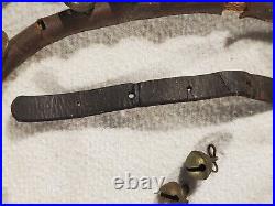 Antique Padded Leather Horse Collar Approx. 92 60 Brass Sleigh Bells Listen